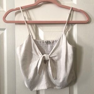 A&F linen-viscose front tie crop top size XS